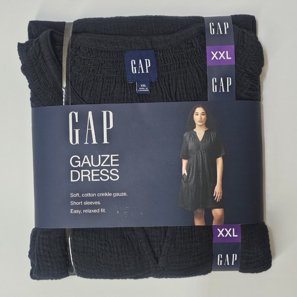 Gap Women's Cotton Crinkle Gauze Dress Relaxed Fit Short Sleeve - Picture 6 of 10